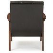 Allora Mid-Century Wood/Faux Leather Accent Chair in Black/Walnut