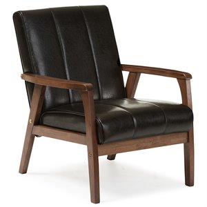Allora Faux Leather Accent Chair in Walnut