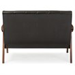 Allora Mid-Century Faux Leather/Wood 2-Seater Loveseat in Black/Walnut