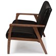 Allora Faux Leather Sofa in Black and Walnut
