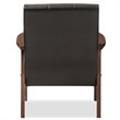 Allora Faux Leather Accent Chair in Dark Brown and Walnut