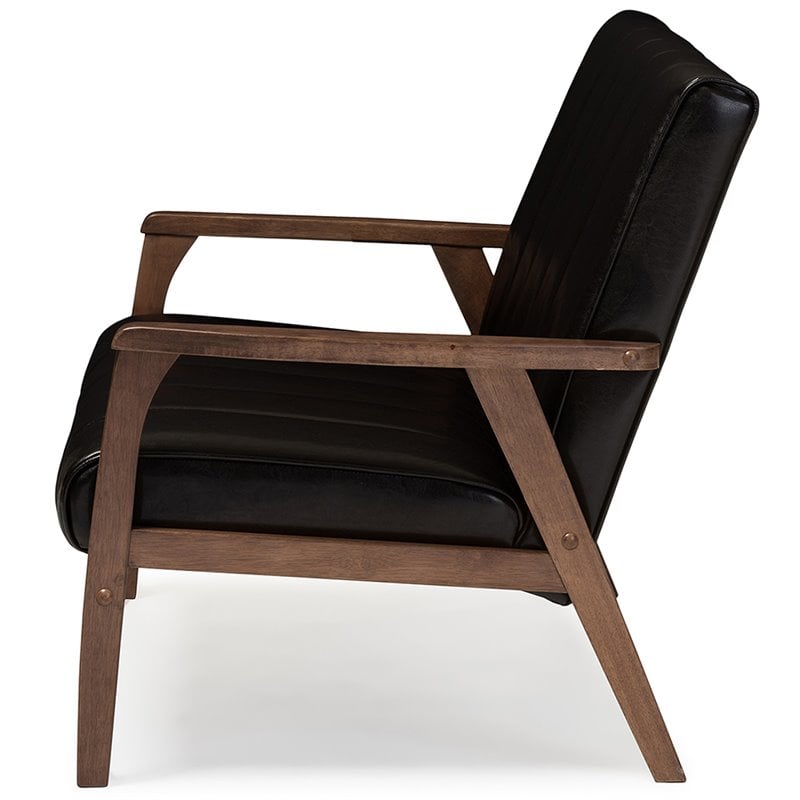 Allora Faux Leather Loveseat in Dark Espresso and Walnut