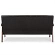 Allora Faux Leather Sofa in Dark Brown and Walnut