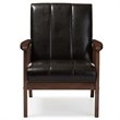 Allora 3 Piece Faux Leather Sofa Set in Brown and Walnut