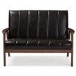 Allora 3 Piece Faux Leather Sofa Set in Brown and Walnut