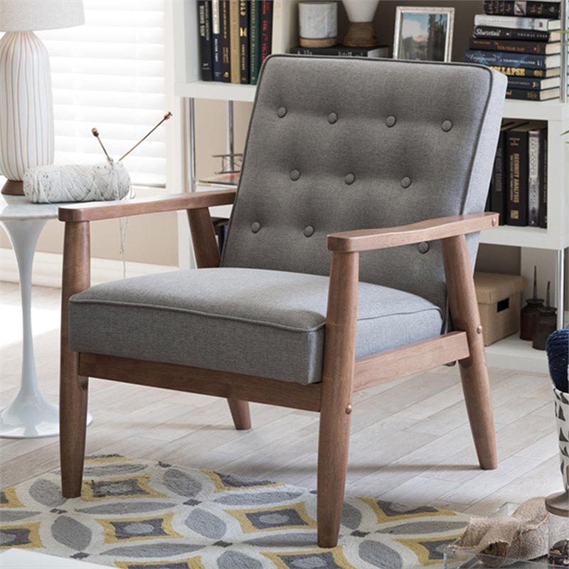 Allora Tufted Reception Chair in Gray and Brown