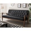 Allora Faux Leather Tufted Sofa in Black