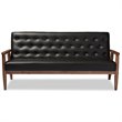 Allora Faux Leather Tufted Sofa in Black