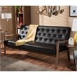Allora Faux Leather Tufted Sofa in Brown