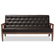 Allora Faux Leather Tufted Sofa in Brown