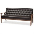 Allora Faux Leather Tufted Sofa in Brown
