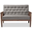Allora Tufted Loveseat in Gray and Walnut