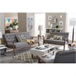 Allora Tufted Loveseat in Gray and Walnut