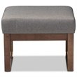 Allora Upholstered Ottoman in Gray and Walnut