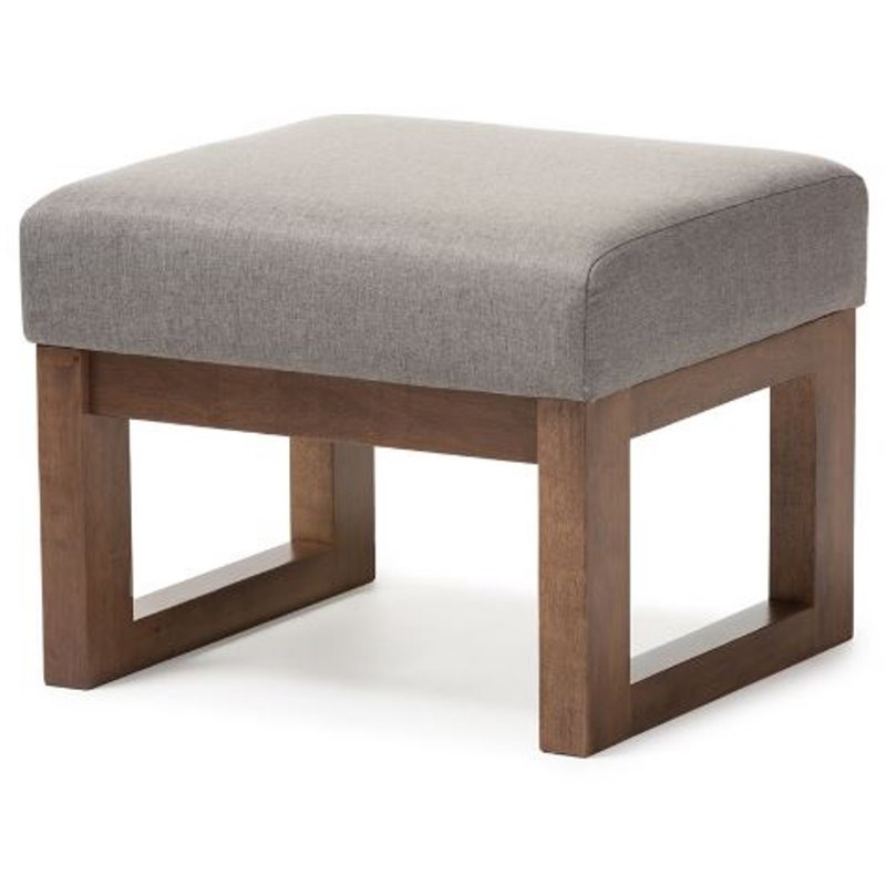 Allora Upholstered Ottoman in Gray and Walnut
