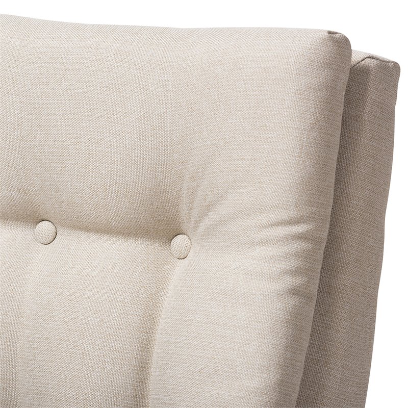 Allora Tufted Accent Chair and Ottoman Set in Light Beige