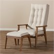 Allora Tufted Accent Chair and Ottoman Set in Light Beige