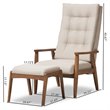 Allora Tufted Accent Chair and Ottoman Set in Light Beige