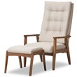 Allora Tufted Accent Chair and Ottoman Set in Light Beige