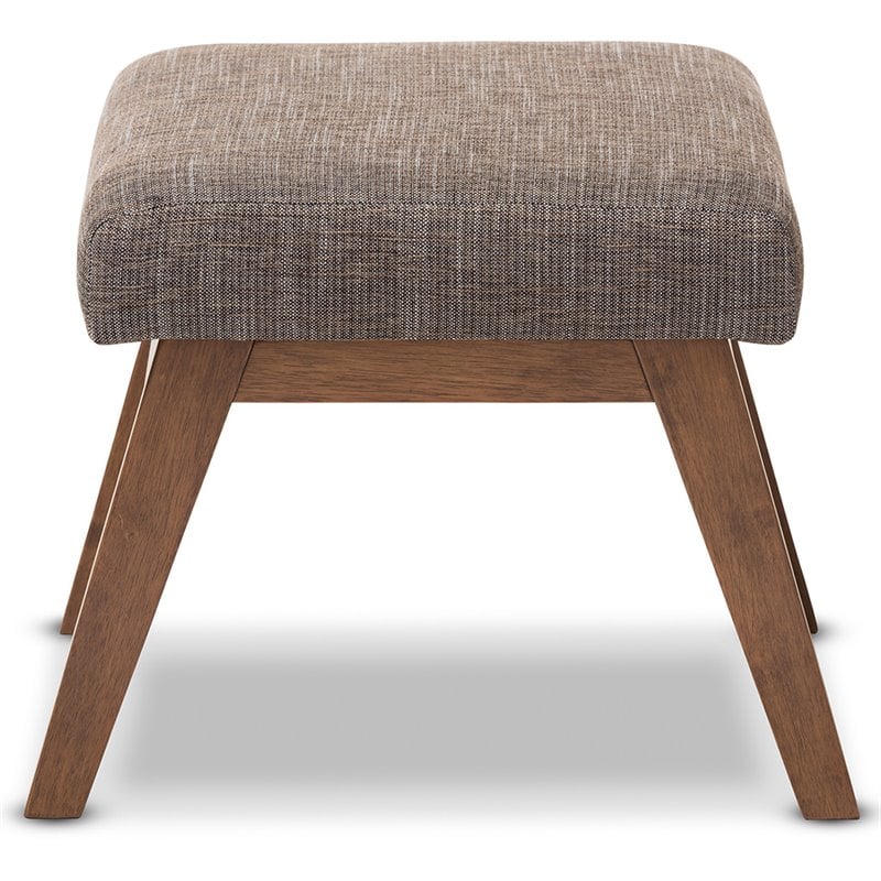Allora Upholstered Ottoman in Gravel Gray and Walnut