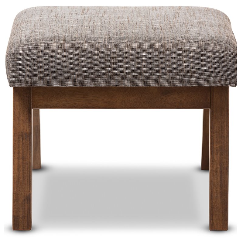 Allora Upholstered Ottoman in Gravel Gray and Walnut