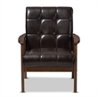 Allora Tufted Faux Leather Accent Chair in Brown