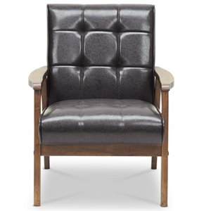 allora tufted faux leather accent chair in brown