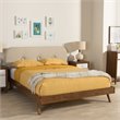 Allora Mid-Century Polyester Fabric Tufted Queen Platform Bed in Light Beige