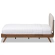 Allora Mid-Century Polyester Fabric Tufted Queen Platform Bed in Light Beige