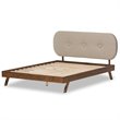 Allora Mid-Century Polyester Fabric Tufted Queen Platform Bed in Light Beige
