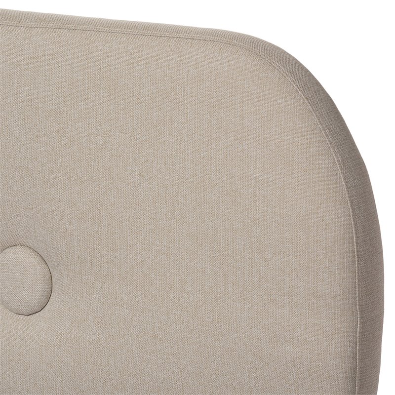 Allora Mid-Century Polyester Fabric Tufted Queen Platform Bed in Light Beige