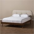 Allora Mid-Century Polyester Fabric Tufted Queen Platform Bed in Light Beige