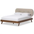 Allora Mid-Century Polyester Fabric Tufted Queen Platform Bed in Light Beige