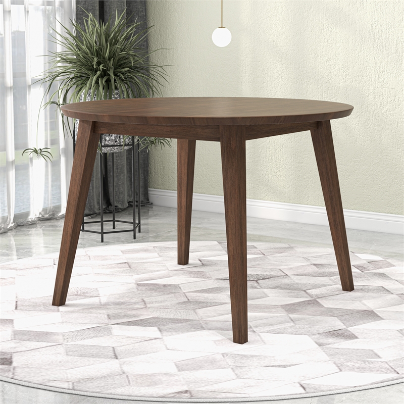 Allora Mid Century Modern 43 Round Solid Wood Dining Table In Brown Cymax Business