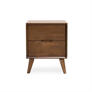 Allora Mid-Century Modern Solid Wood 2-drawer Night Stand in Brown