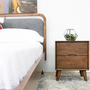 allora mid-century modern wood nightstand in brown
