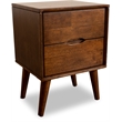 Allora Mid-Century Modern Solid Wood 2-drawer Night Stand in Brown