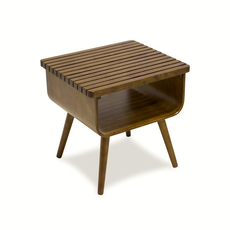 Allora Solid Wood Rectangular End Table in Dark Walnut Brown