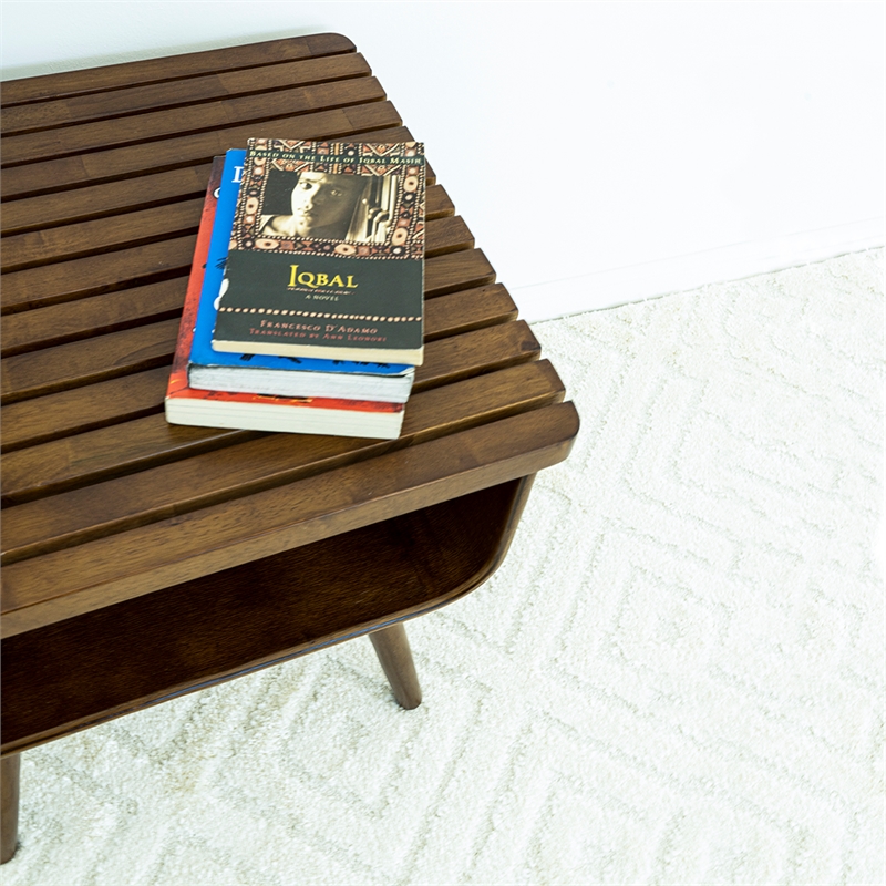 Allora Solid Wood Rectangular End Table in Dark Walnut Brown