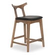 Allora Mid-Century Modern Faux Leather Bar Stool in Black