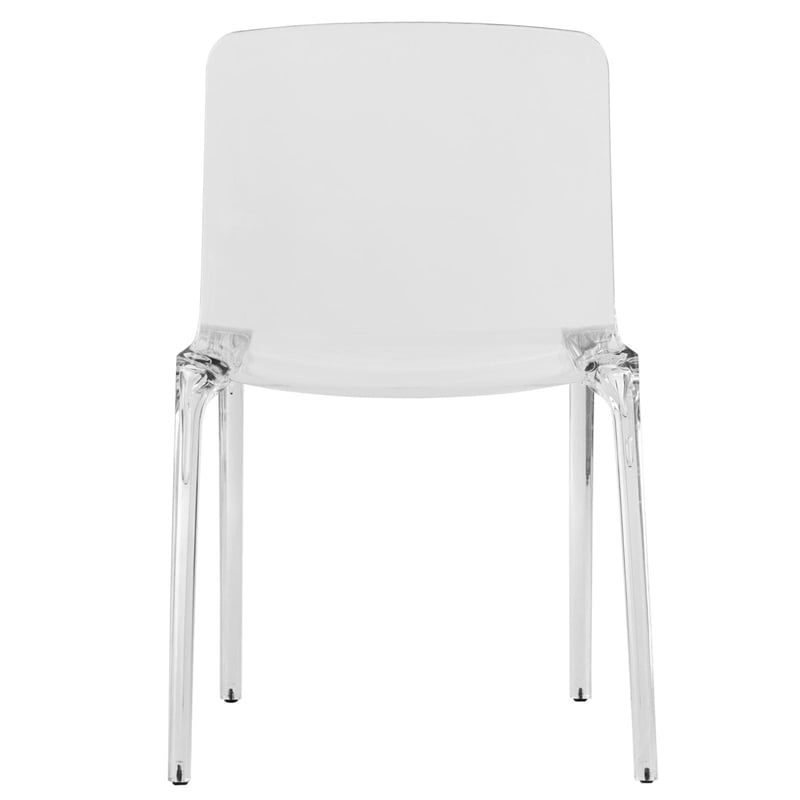 Allora Mid-Century Modern Dining Side Chair in Clear (Set of 2)