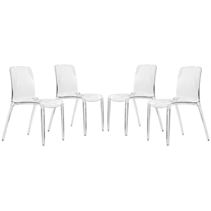allora mid-century modern dining side chair in clear (set of 4)
