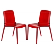 Allora Mid-Century Modern Dining Side Chair in Red (Set of 2)