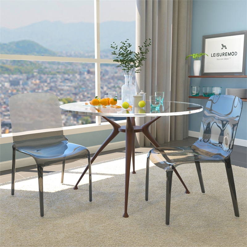 Allora Mid-Century Modern Dining Side Chair in Black (Set of 2)