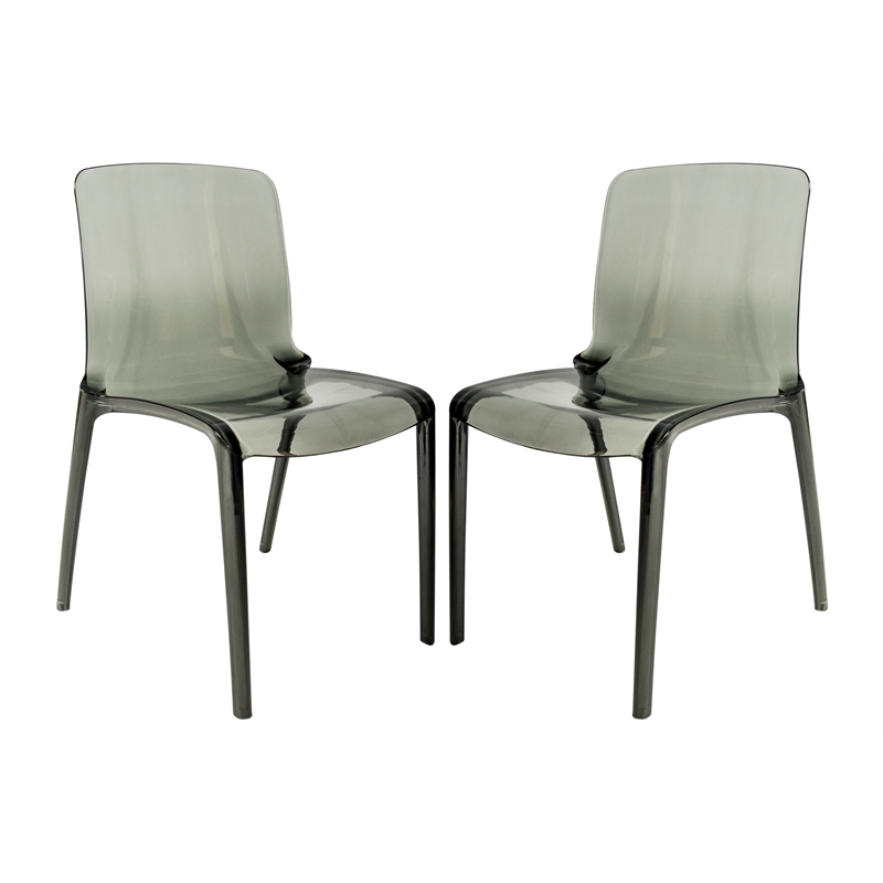 Allora Mid-Century Modern Dining Side Chair in Black (Set of 2)