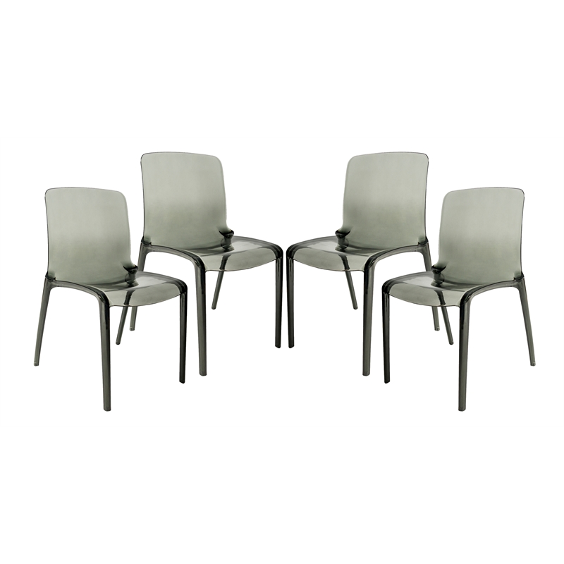 Allora Mid-Century Modern Dining Side Chair in Black (Set of 4)