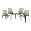 Allora Mid-Century Modern Dining Side Chair in Black (Set of 4)