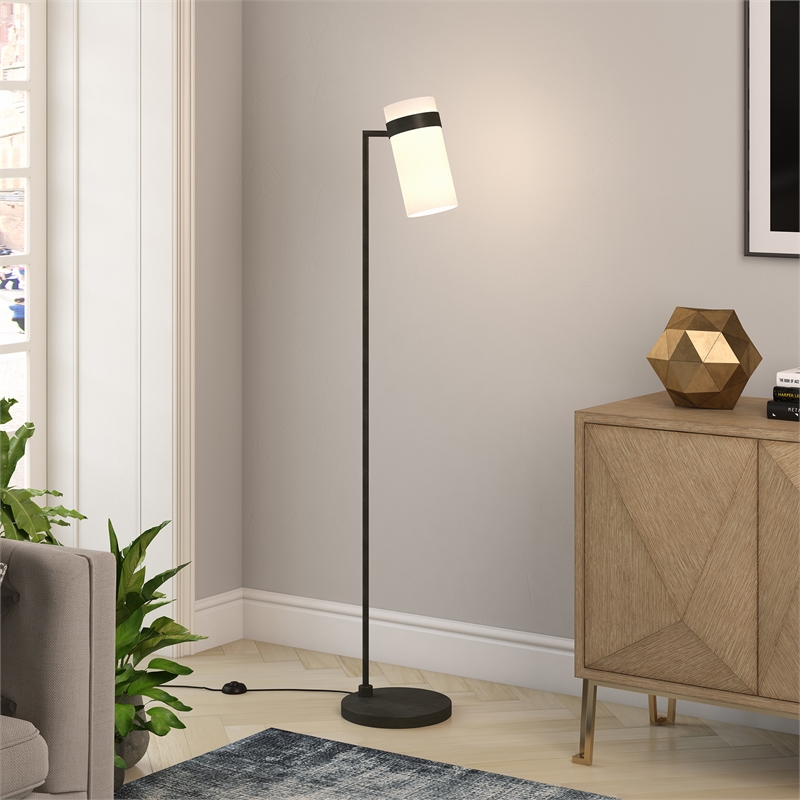Allora Mid Century Modern Metal Floor Lamp in Black