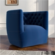 Allora 30'' Contemporary Velvet Swivel Accent Chair in Navy Blue