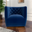 Allora 30'' Contemporary Velvet Swivel Accent Chair in Navy Blue